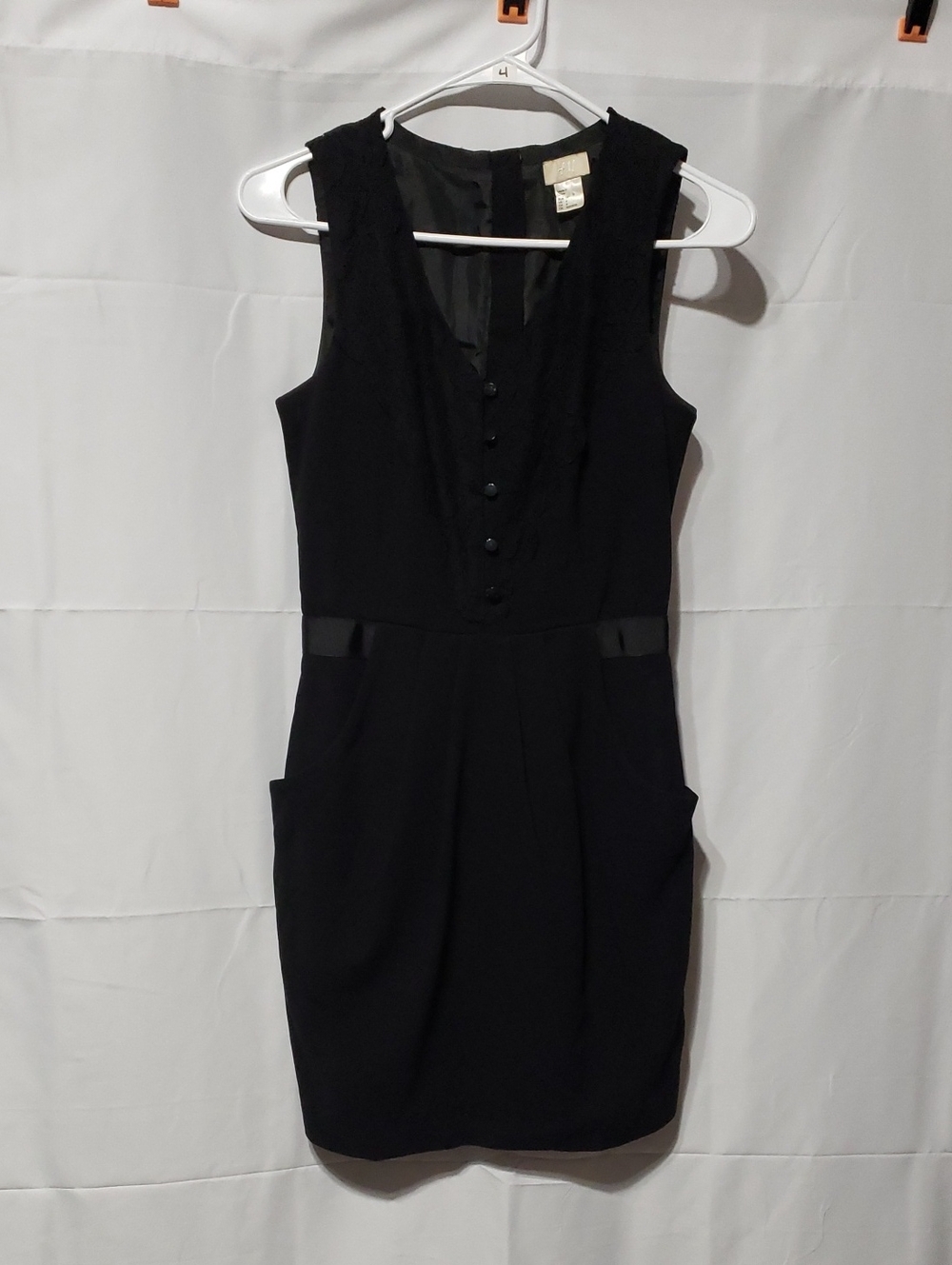 Vintage H&M Divided Black Tuxedo Vest Mini Dress In Black. Size: 4